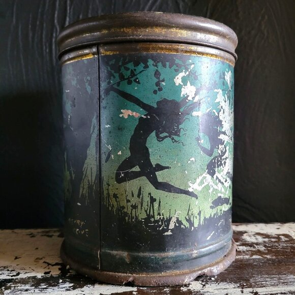 Antique 1920's Fairies In Moon Light Tin By Henry Clive Canco Beautebox Tin - Picture 2 of 12